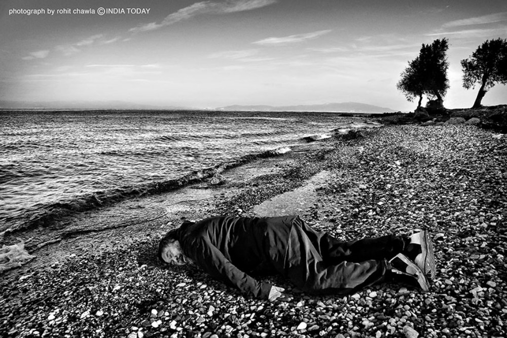 Ai Weiwei - Portrait Posing as Alyan Kurdi for India Today, 2016